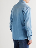 Brunello Cucinelli - Spread-Collar Denim Shirt - Blue
