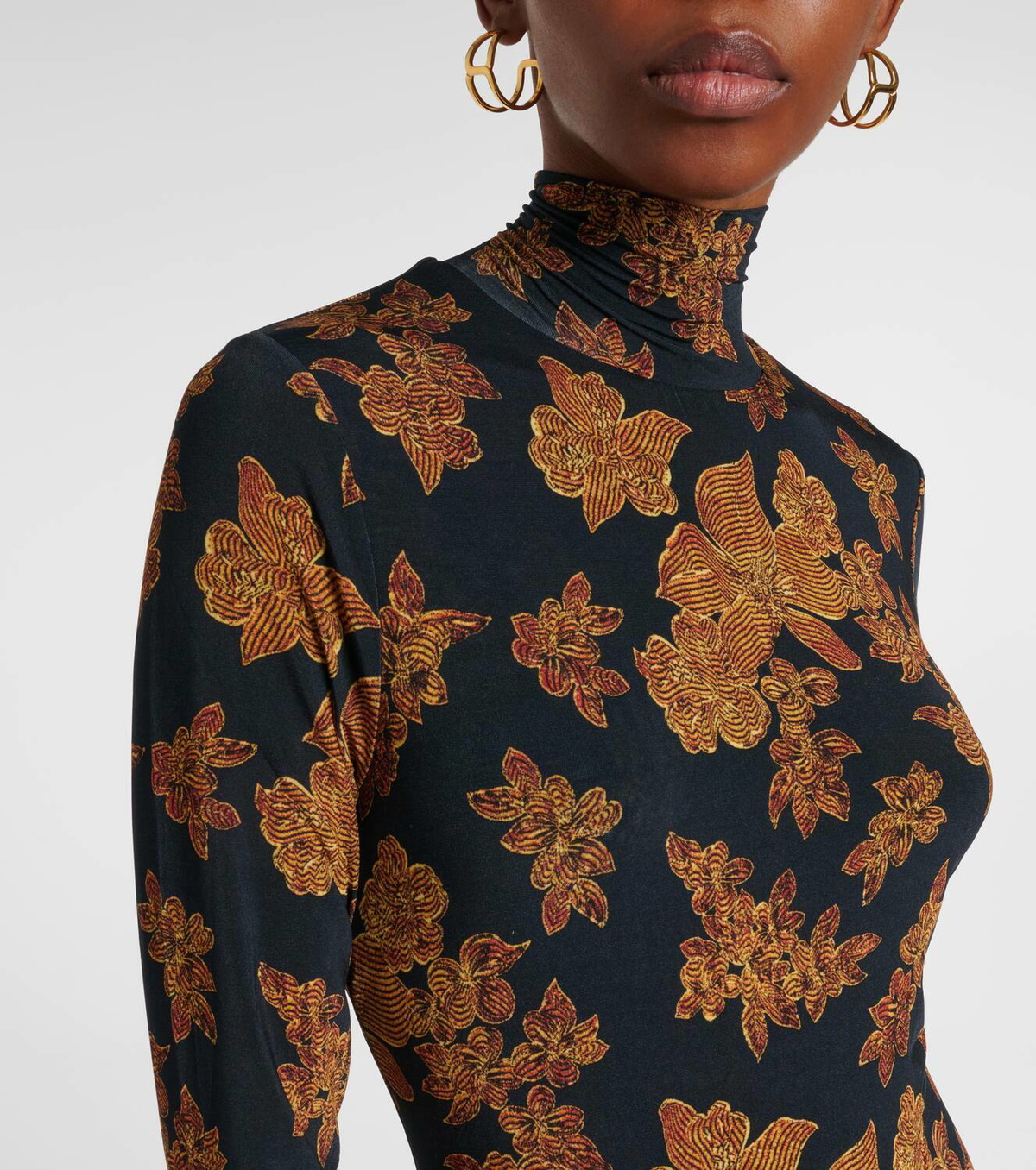 amaya floral long sleeve dress ulla johnson Ulla Johnson Amaya Floral Turtleneck Maxi Dress