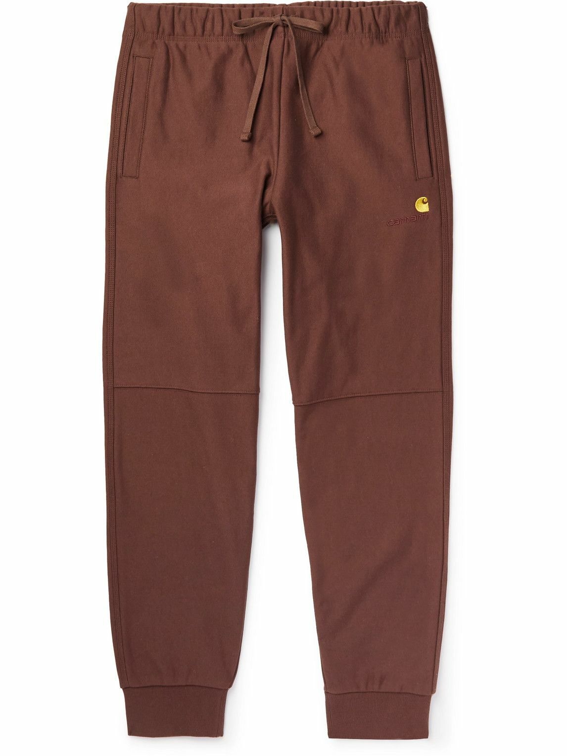 Photo: Carhartt WIP - American Script Tapered Cotton-Blend Jersey Sweatpants - Brown
