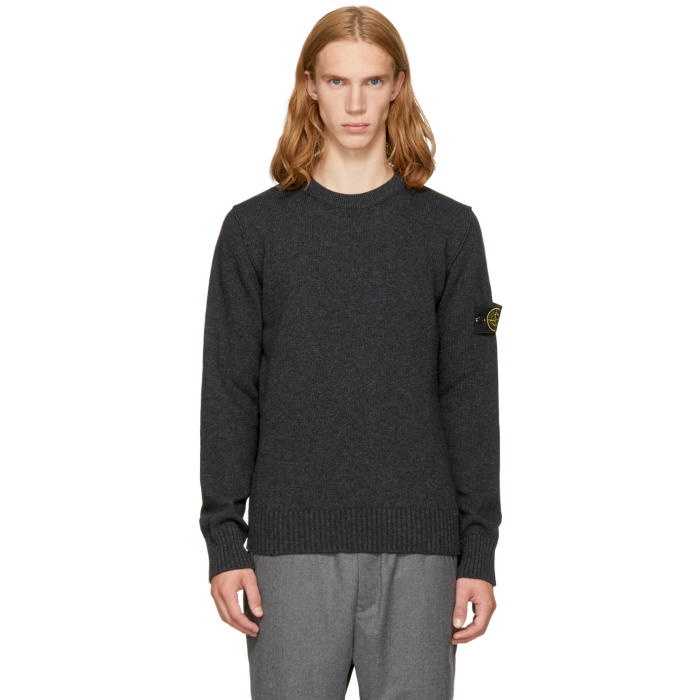 Photo: Stone Island Grey Wool Logo Sweater