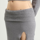 SKIMS Women's Textured Knit High Slit Long Skirt in Dark Heather Grey