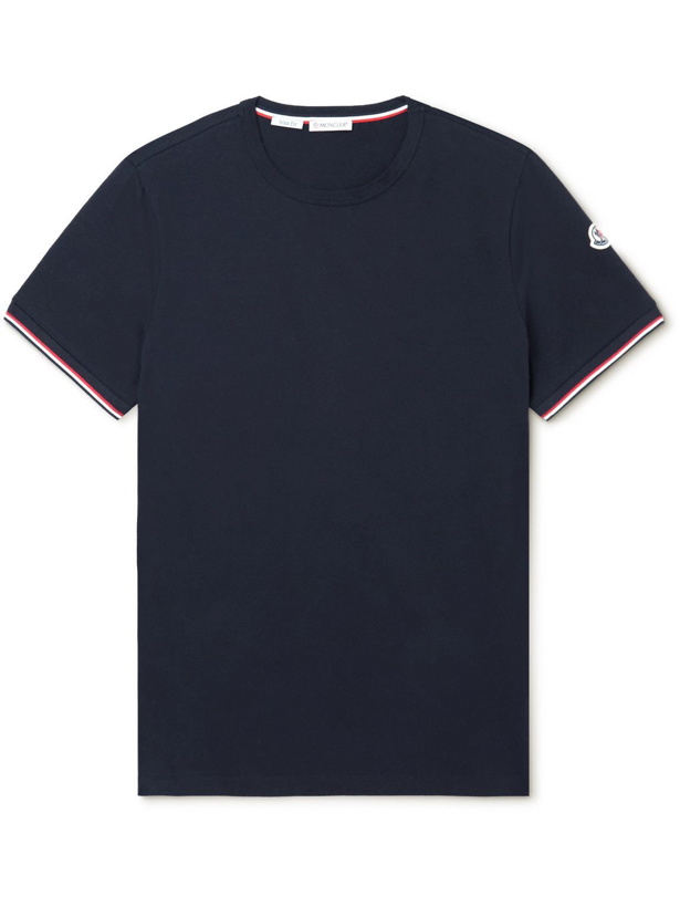 Photo: Moncler - Stretch-Cotton Jersey T-Shirt - Blue