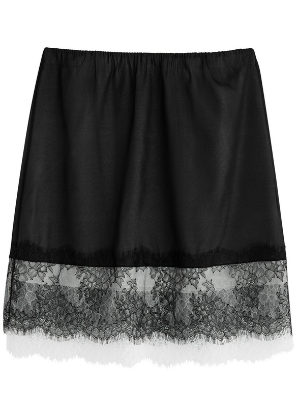 Photo: Helmut Lang Lace-trimmed Silk-blend Mini Skirt Black