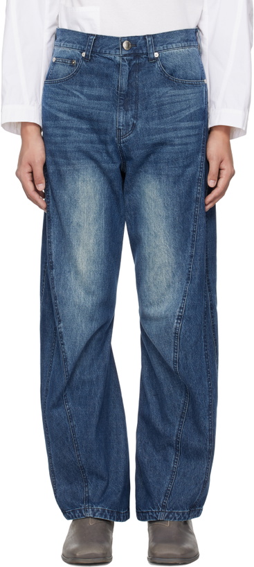 Photo: lesugiatelier Blue Curved Silhouette Jeans