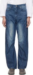 lesugiatelier Blue Curved Silhouette Jeans