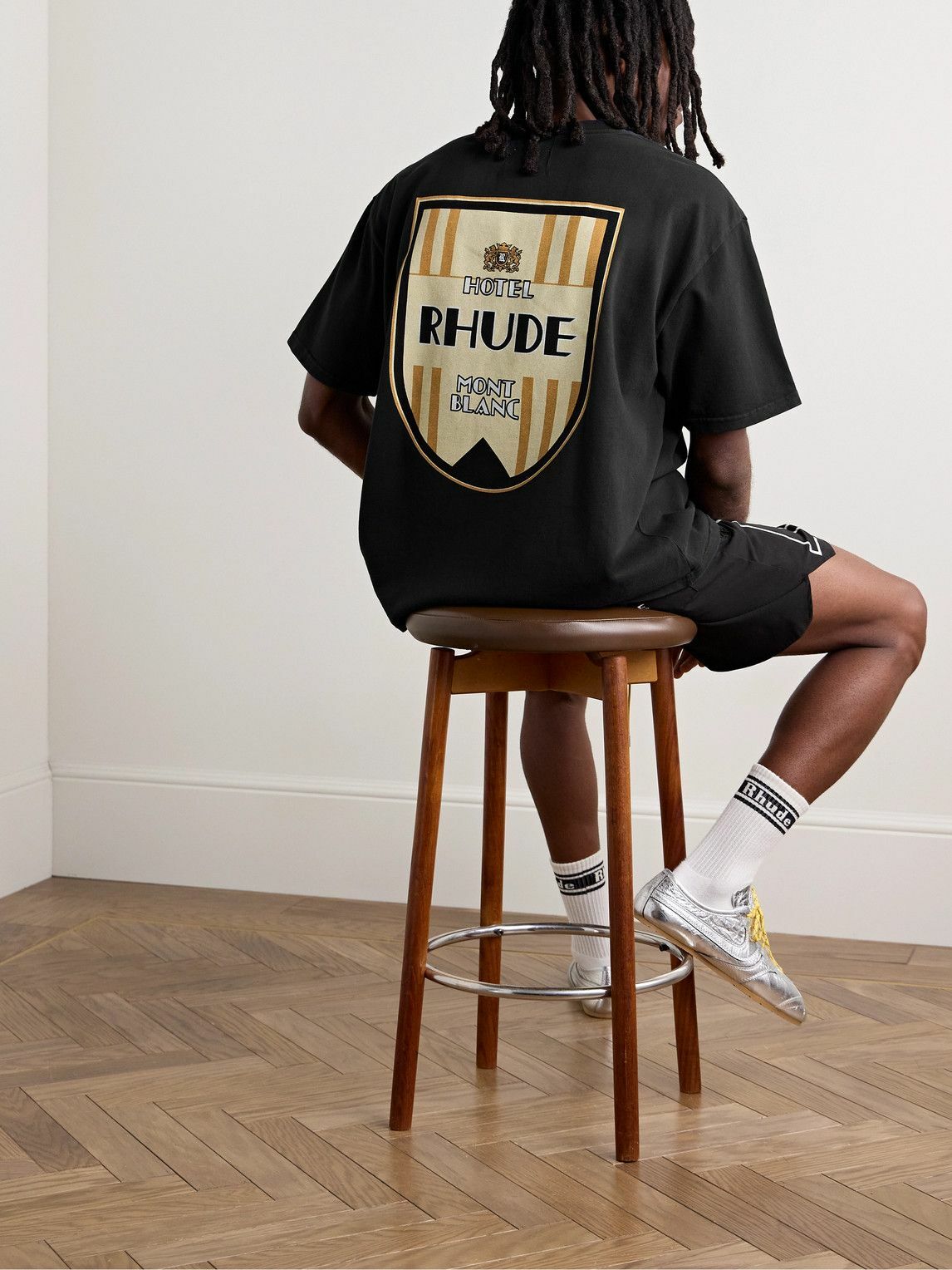 Rhude - Mont-Blanc Hotel Logo-Print Cotton-Jersey T-Shirt