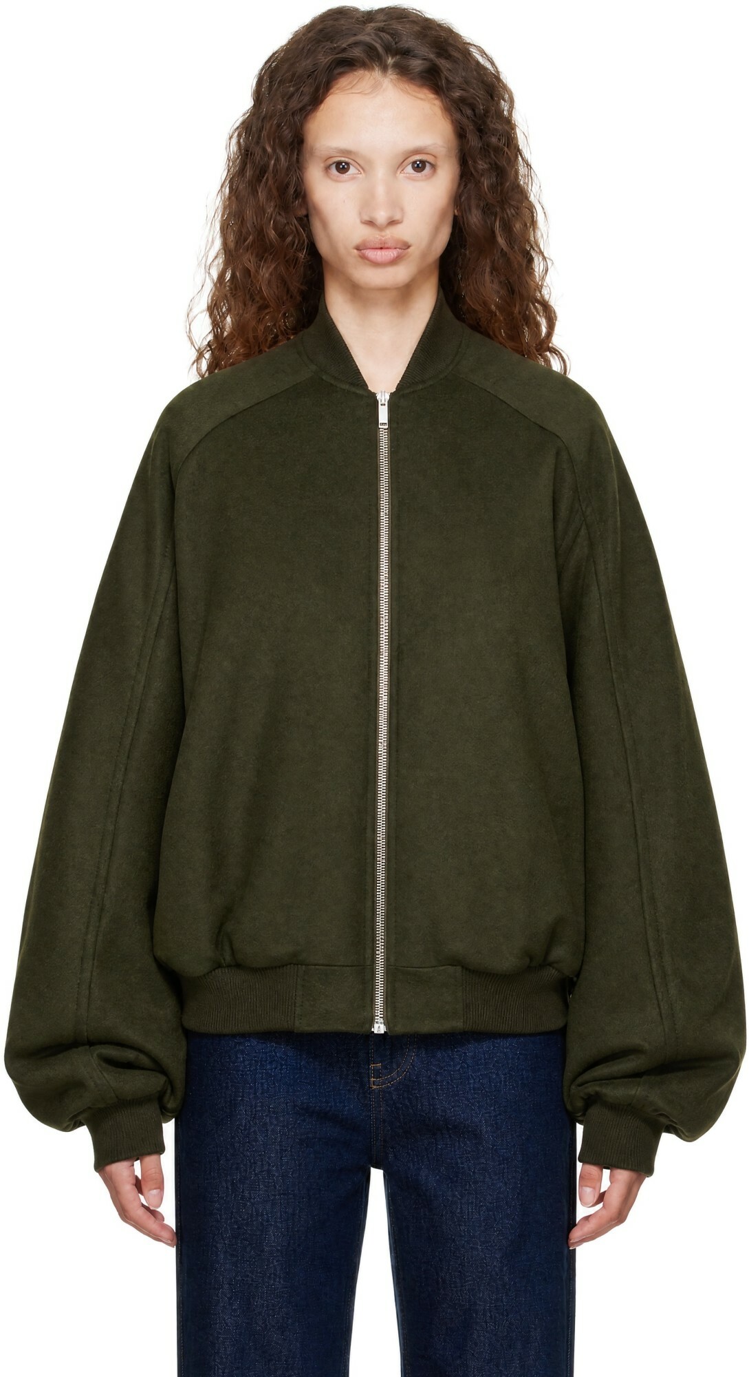 The Frankie Shop Khaki Elinor Oversized Bomber Jacket