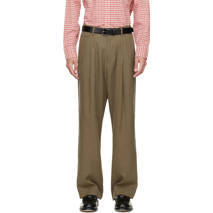 Photo: Paul Smith Khaki Relaxed-fit Pleated Lyocell Trousers