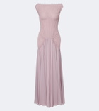 Georges Hobeika Silk-blend georgette and lace corset gown