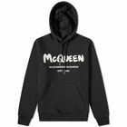 Alexander McQueen Men's Grafitti Logo Popover Hoody in Black/Ivory