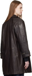 Weekend Max Mara Brown Camino Leather Coat