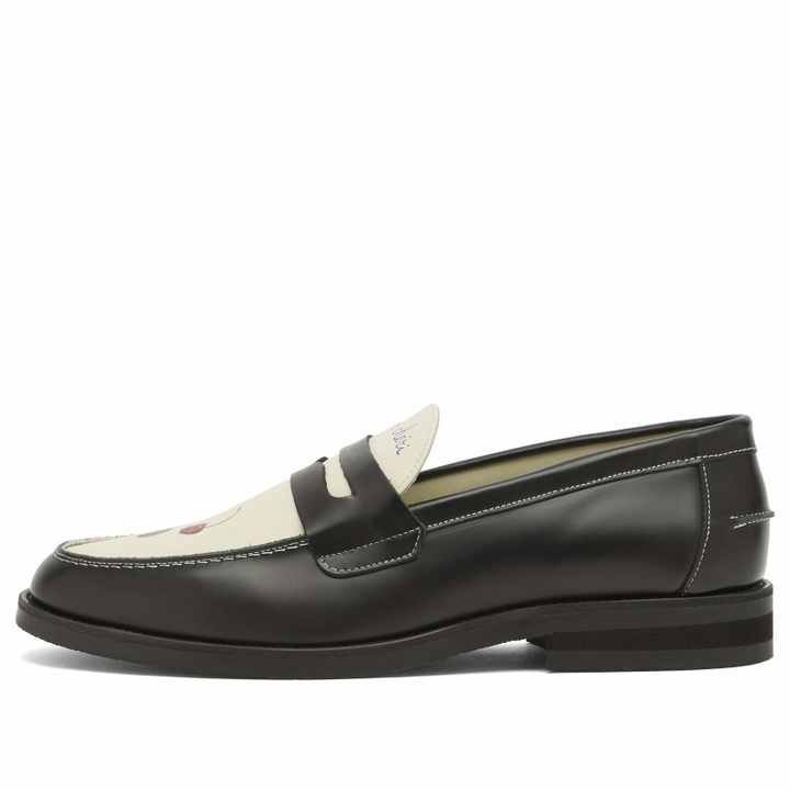 Photo: Duke + Dexter Men's Wilde Cherry Penny Loafer in Black/White