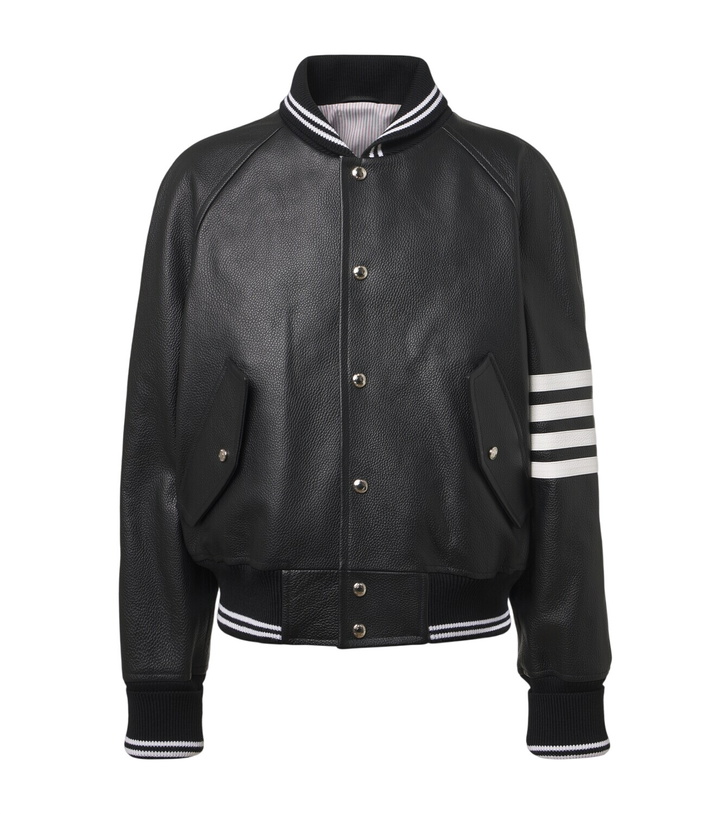 Photo: Thom Browne 4-Bar leather bomber jacket