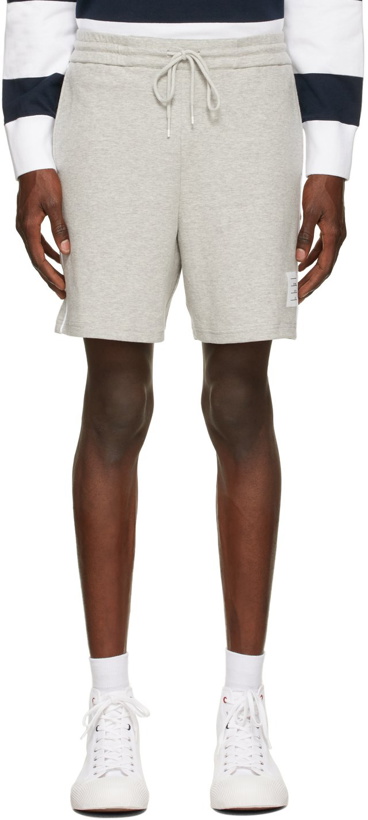 Photo: Thom Browne Grey Milano Seamed-In 4-Bar Shorts