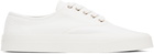 Maison Kitsuné White Canvas Lace-Up Sneakers