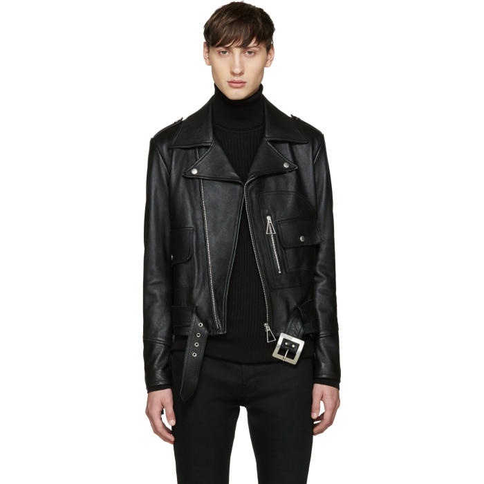 Photo: Saint Laurent Black Leather Fringed Jacket