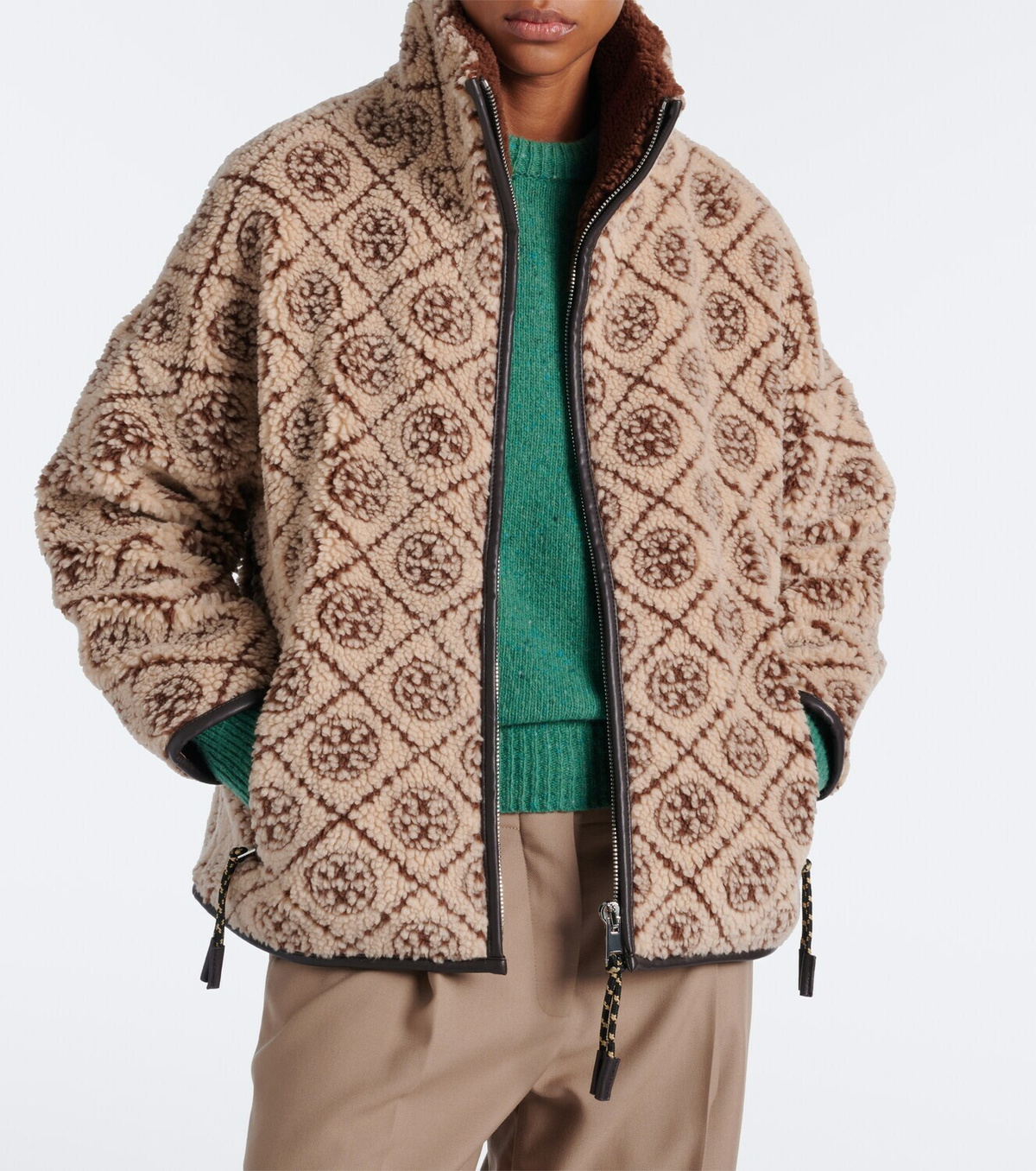 Tory Burch T Monogram printed teddy jacket