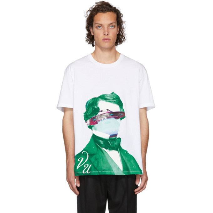 Photo: Valentino White Undercover Edition V Face UFO Print T-Shirt