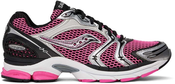 Photo: Saucony Pink & Silver ProGrid Triumph 4 Sneakers