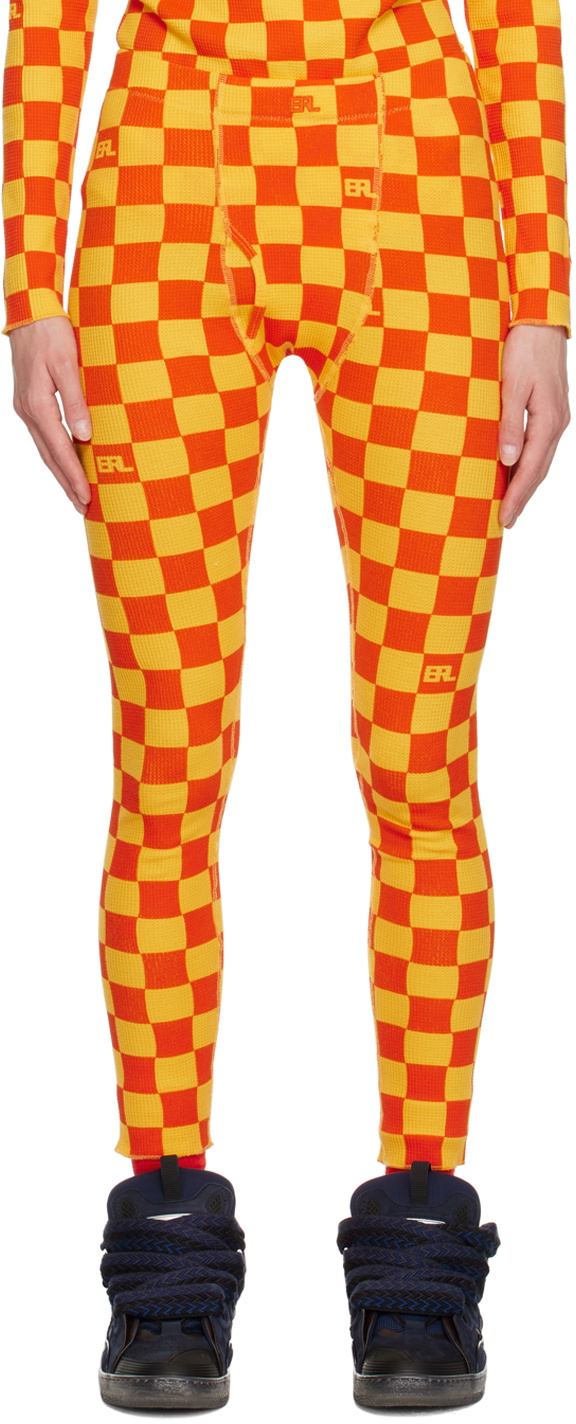 ERL Yellow & Orange Checkered Leggings ERL