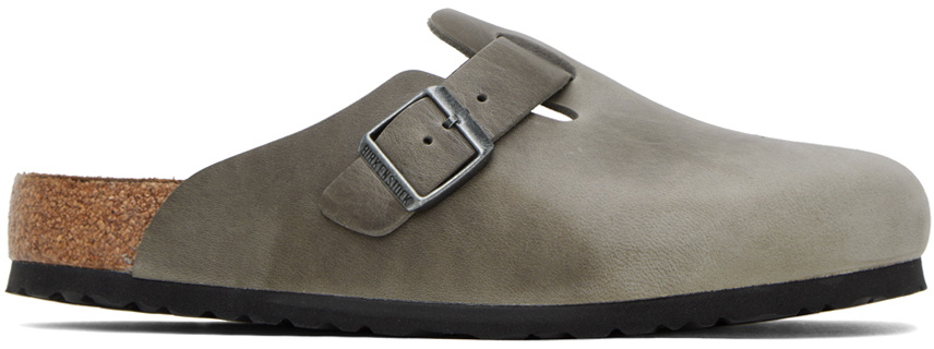 Birkenstock Gray Boston Soft Footbed Loafers Birkenstock