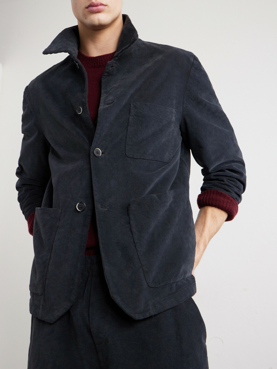 Barena - Stretch-Cotton Moleskin Overshirt - Blue