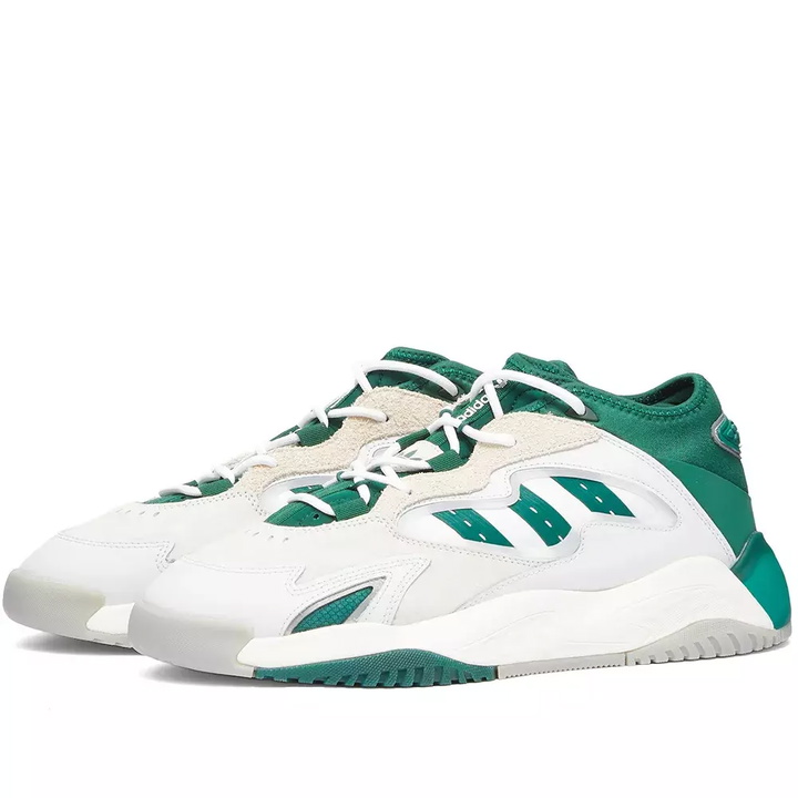 Photo: Adidas Men's Streetball II Sneakers in White/Dark Green/Ecru Tint