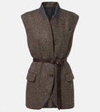 Brunello Cucinelli Monili herringbone sequined wool-blend vest
