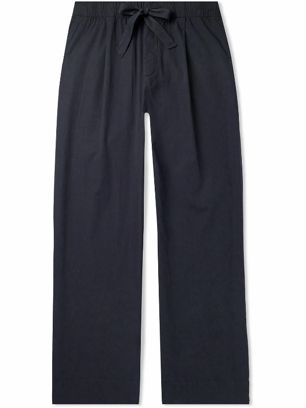 Photo: TEKLA - Birkenstock Straight-Leg Pleated Organic Cotton-Poplin Pyjama Trousers - Blue