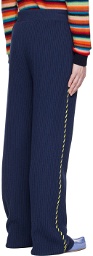 The Elder Statesman Navy Ribbed Whip Trousers