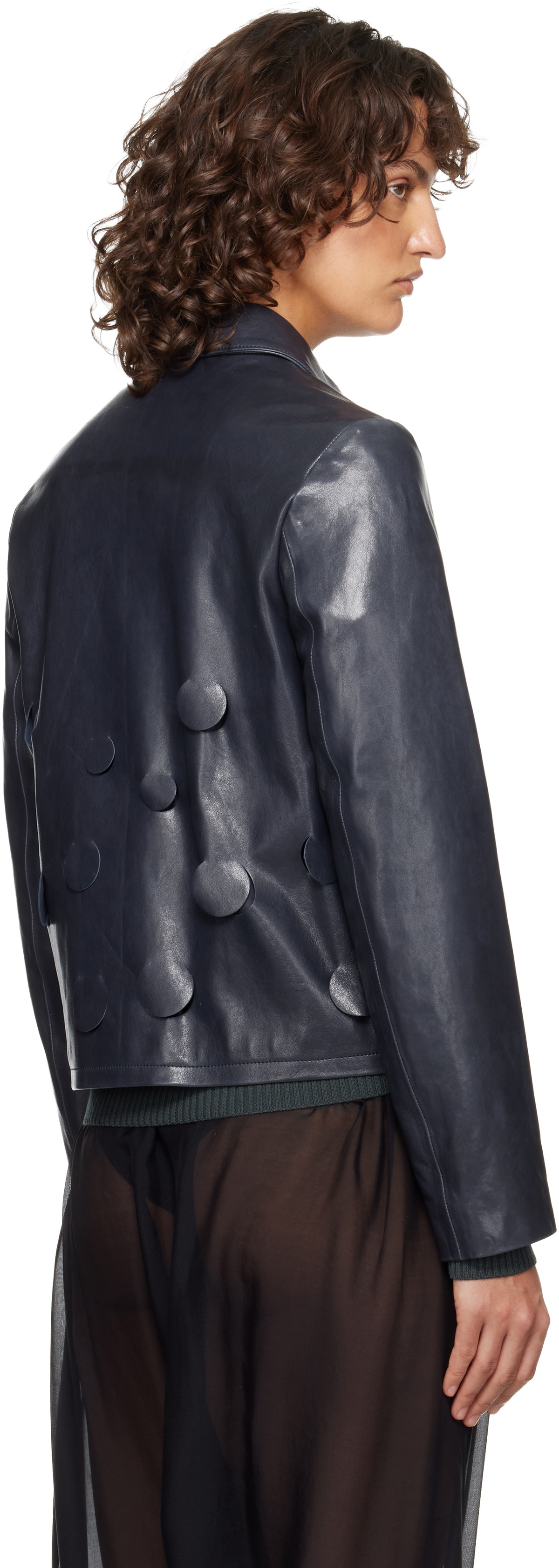 Paloma Wool Navy Candela Leather Jacket