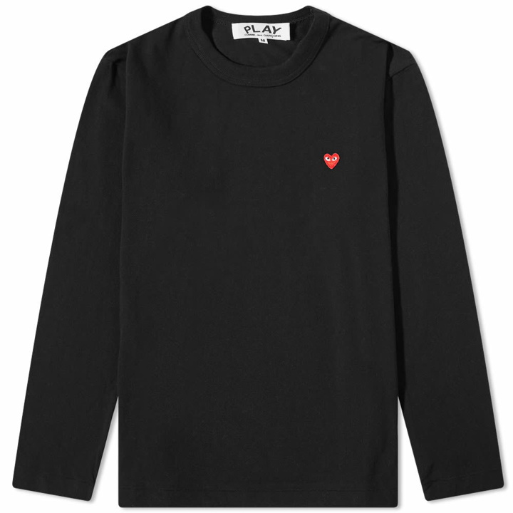 Photo: Comme des Garçons Play Men's Long Sleeve Red Heart T-Shirt in Black