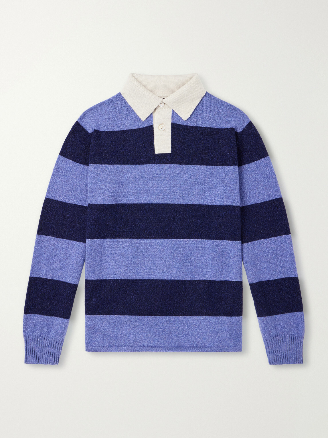 Begg & Co - Hooped Cashmere Rugby Sweater - Blue