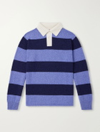 Begg & Co - Hooped Cashmere Rugby Sweater - Blue