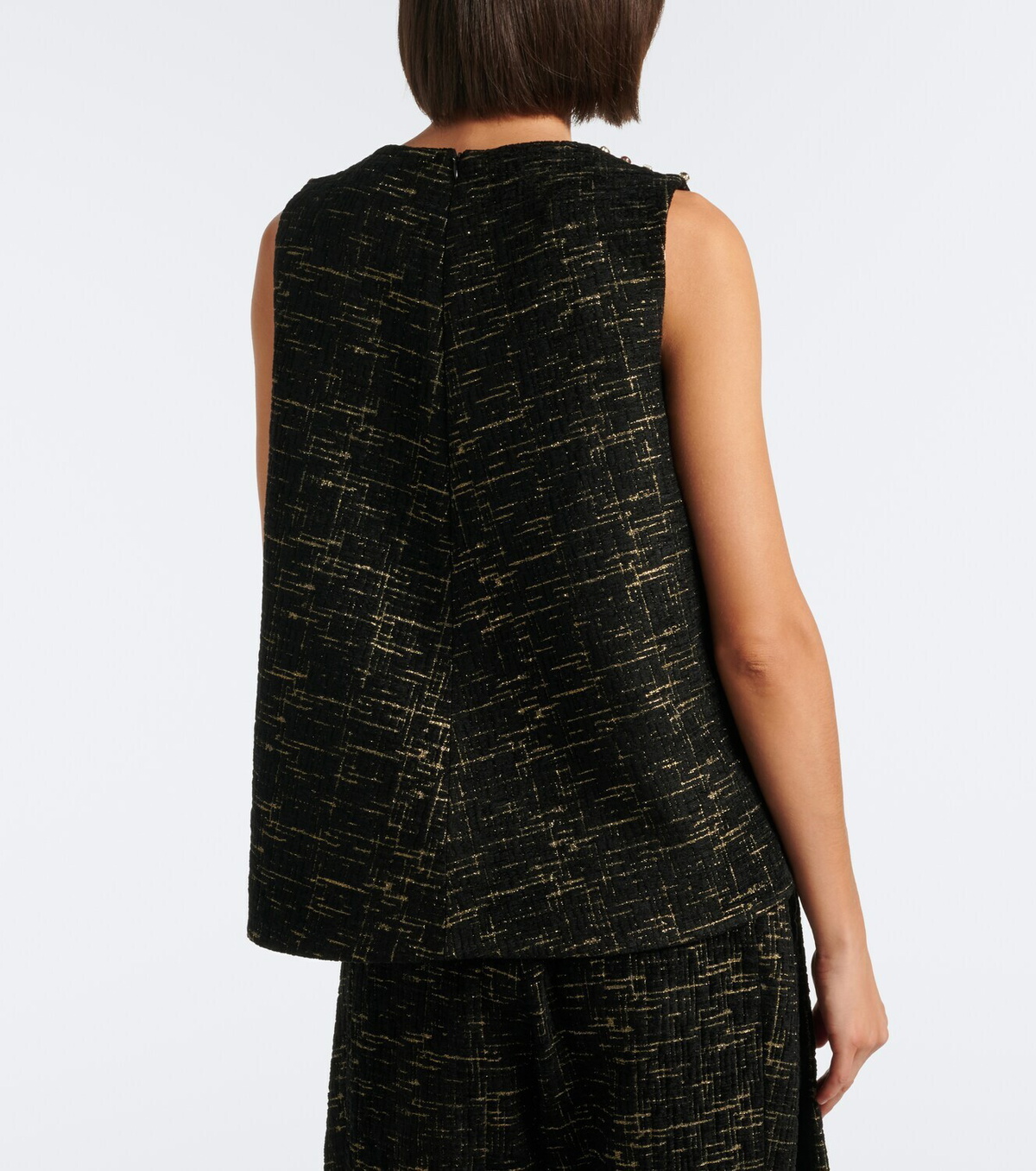La DoubleJ La Scala embellished bouclé Lurex® top