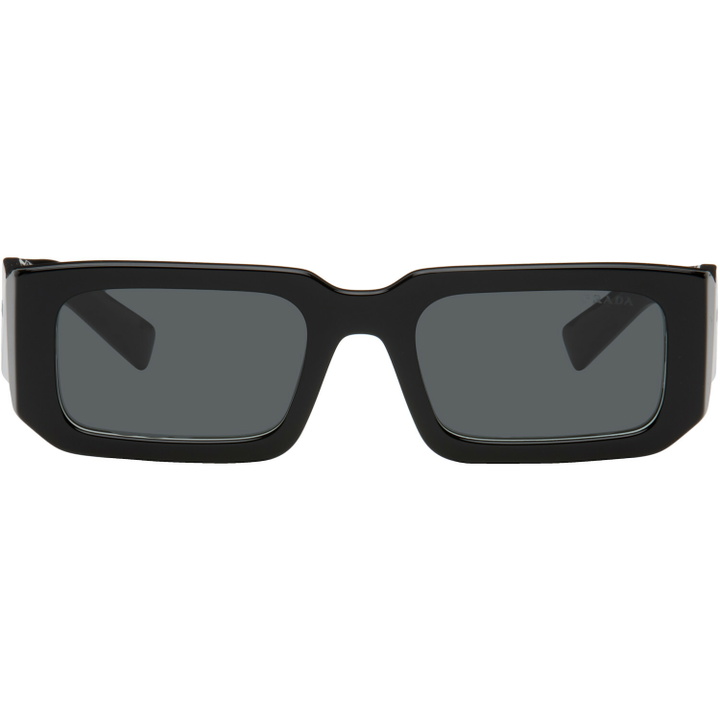Photo: Prada Eyewear Black Square Acetate Chunky Sunglasses