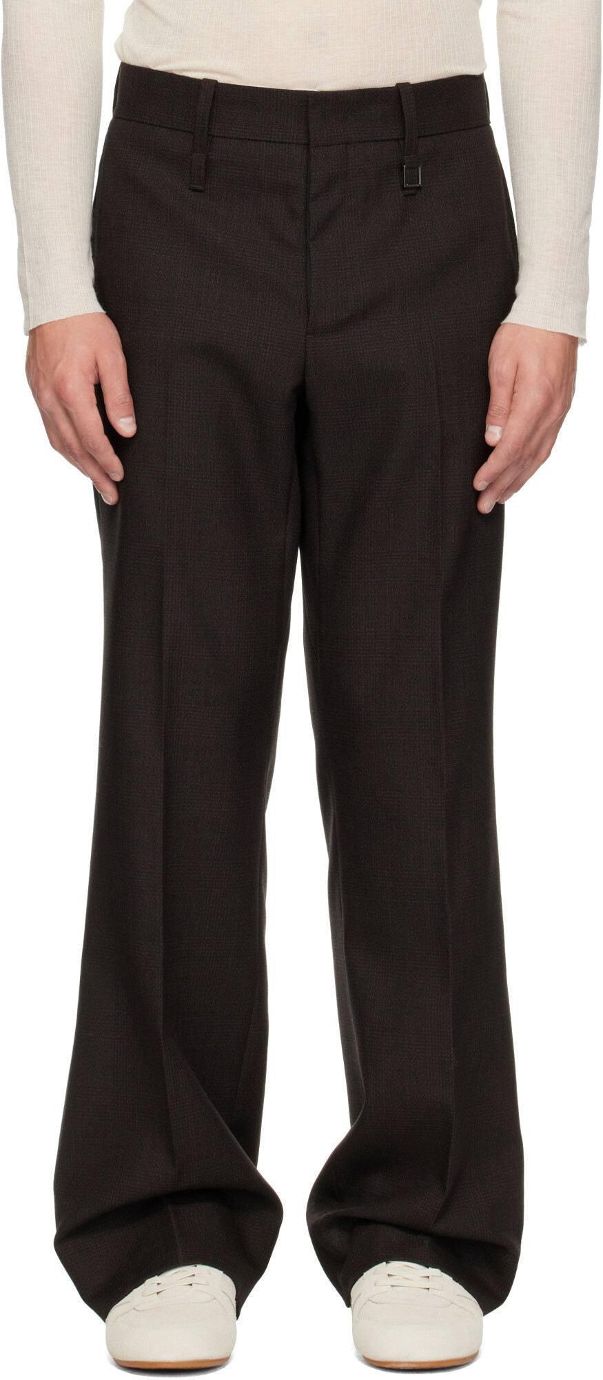 WOOYOUNGMI Brown Semi-Wide Wool Trousers