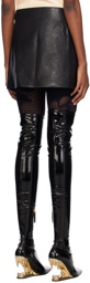 GCDS Black Hoop Leather Miniskirt
