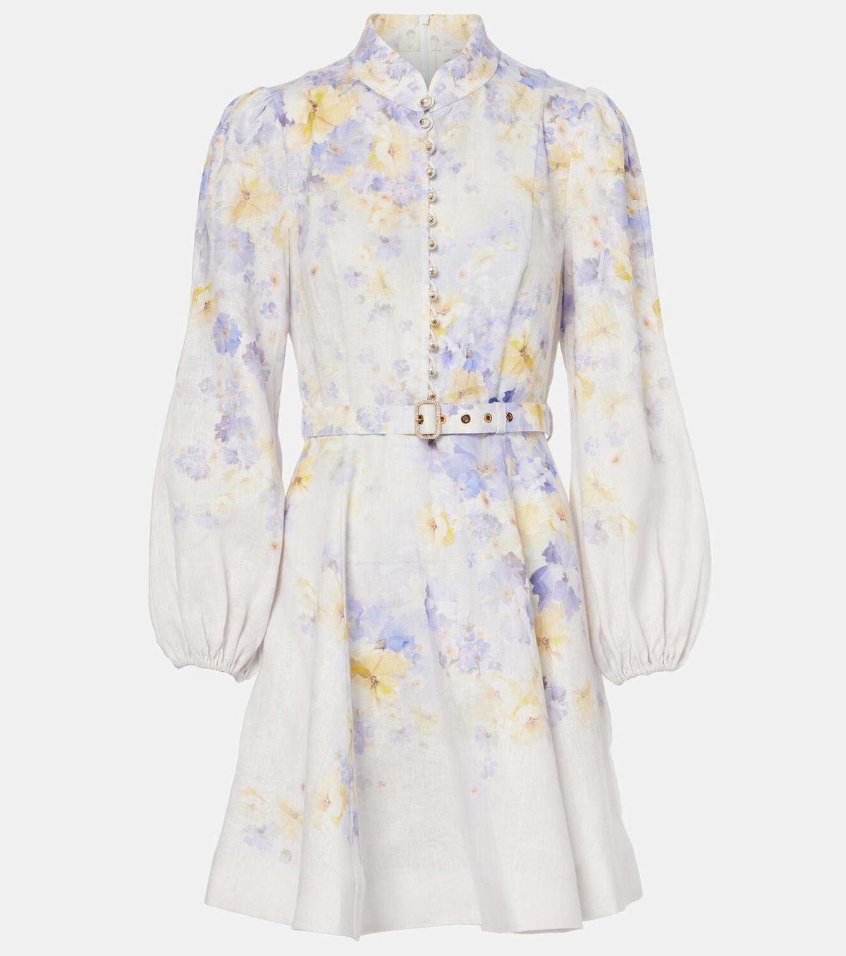 Zimmermann Floral balloon-sleeve linen minidress Zimmermann Zimmermann Floral balloon-sleeve linen minidress Zimmermann