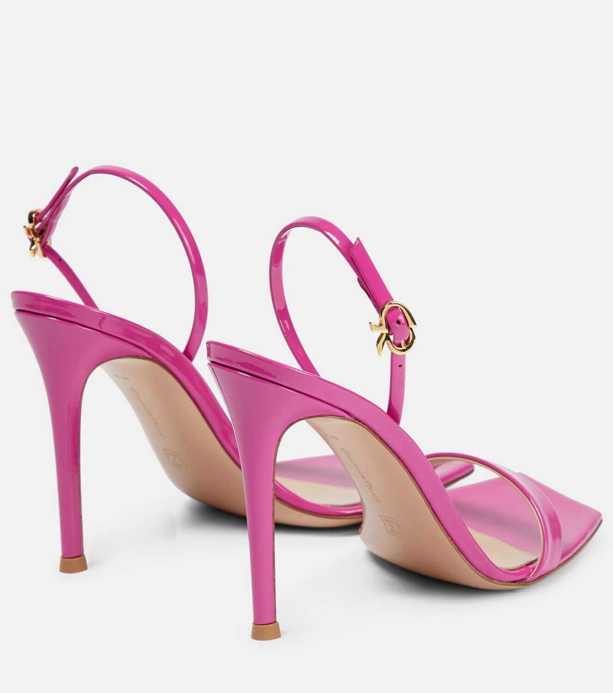 シューズ・サンダルその他 GIANVITO ROSSI Woman Heeled sandals Pink G1504085RICCOZ PRND Gianvito Rossi Pink Patent Leather Spice Ribbon Sandals Size