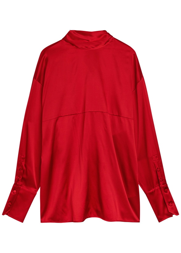 Photo: Armarium Elide Scarf-effect Stretch-silk Blouse Red