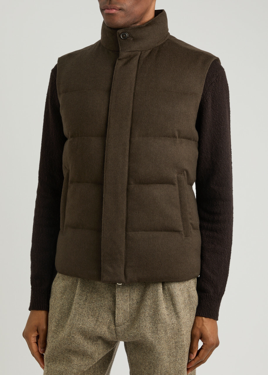 Aurélien Quilted Wool-blend Gilet Green