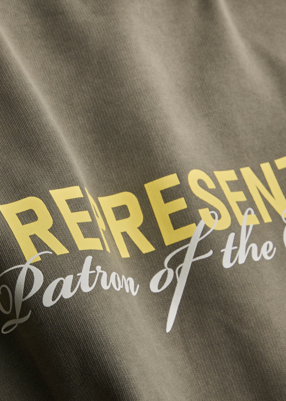 Represent Patron Of The Club Hooded Cotton Sweatshirt Olive Represent