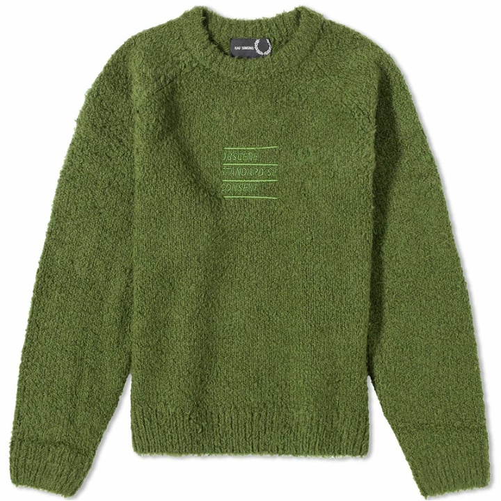 Photo: Fred Perry Men's x Raf Simons Fluffy Crew Knit in Chive