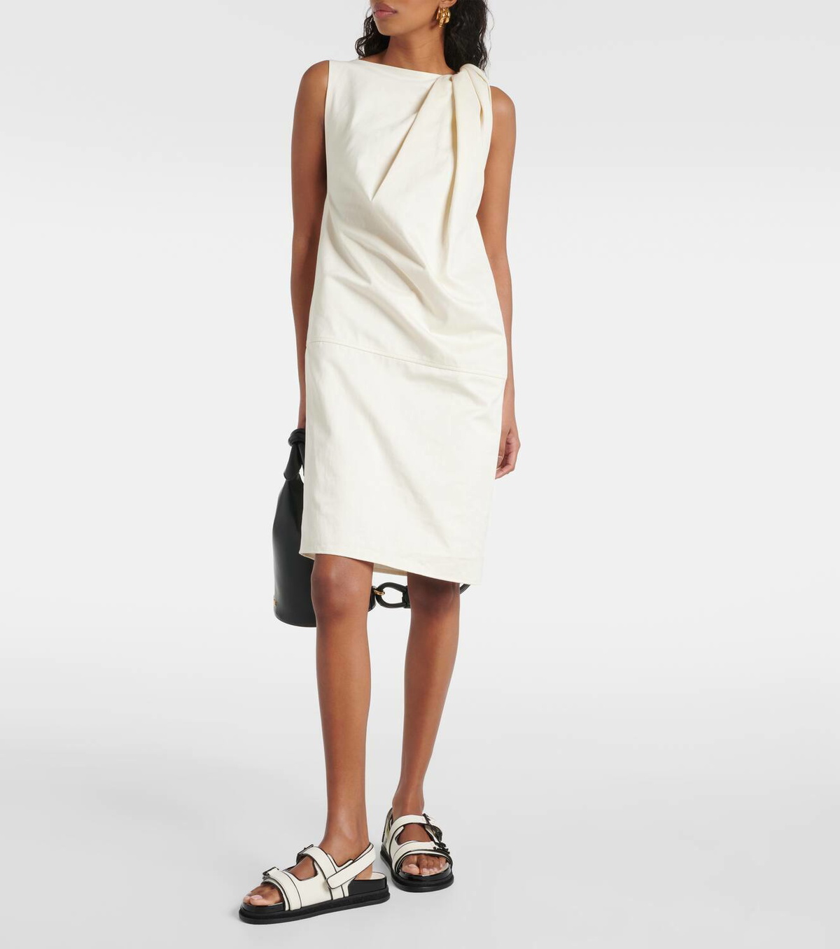 Jimmy Choo Elyn leather-trimmed linen sandals Jimmy Choo