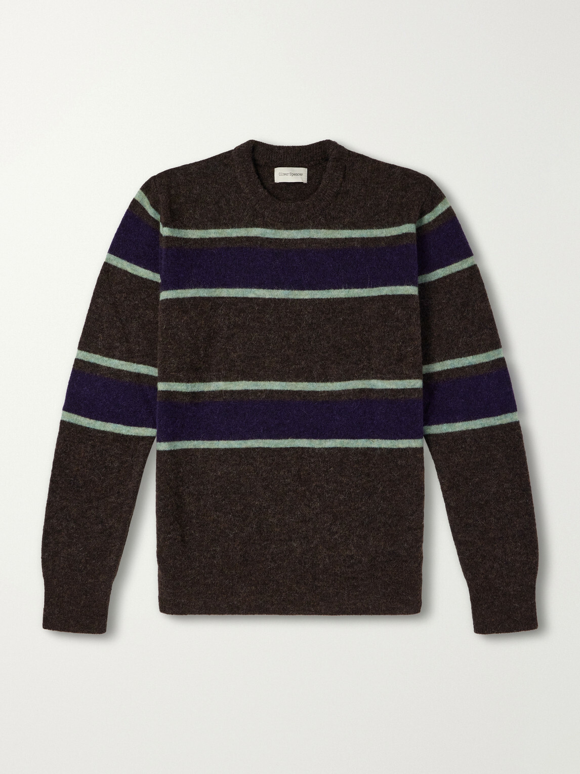 Oliver Spencer - Blenheim Striped Wool-Blend Sweater - Brown