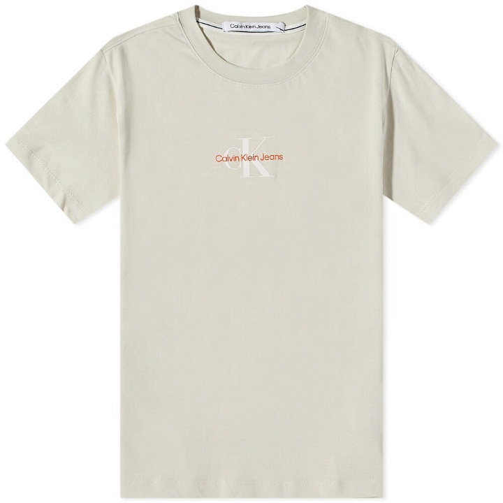 Photo: Calvin Klein Men's Monogram Logo T-Shirt in Eggshell