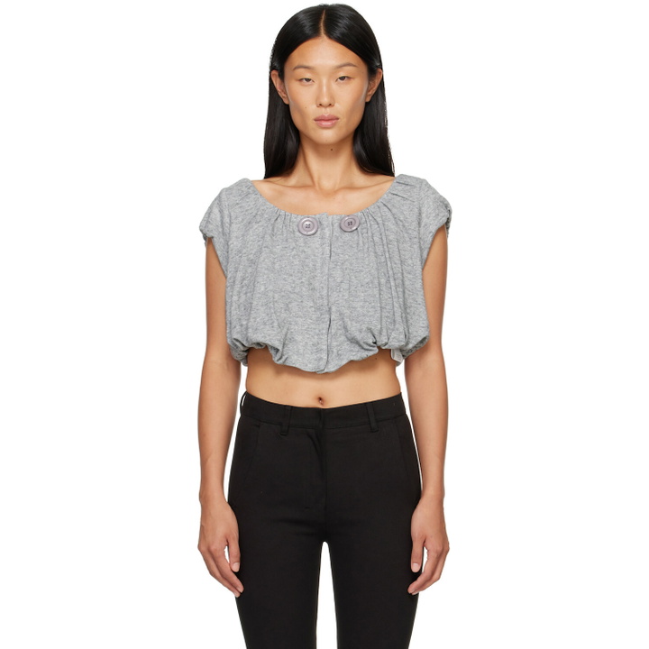 Photo: OPEN YY Gray Shirred Jersey Vest