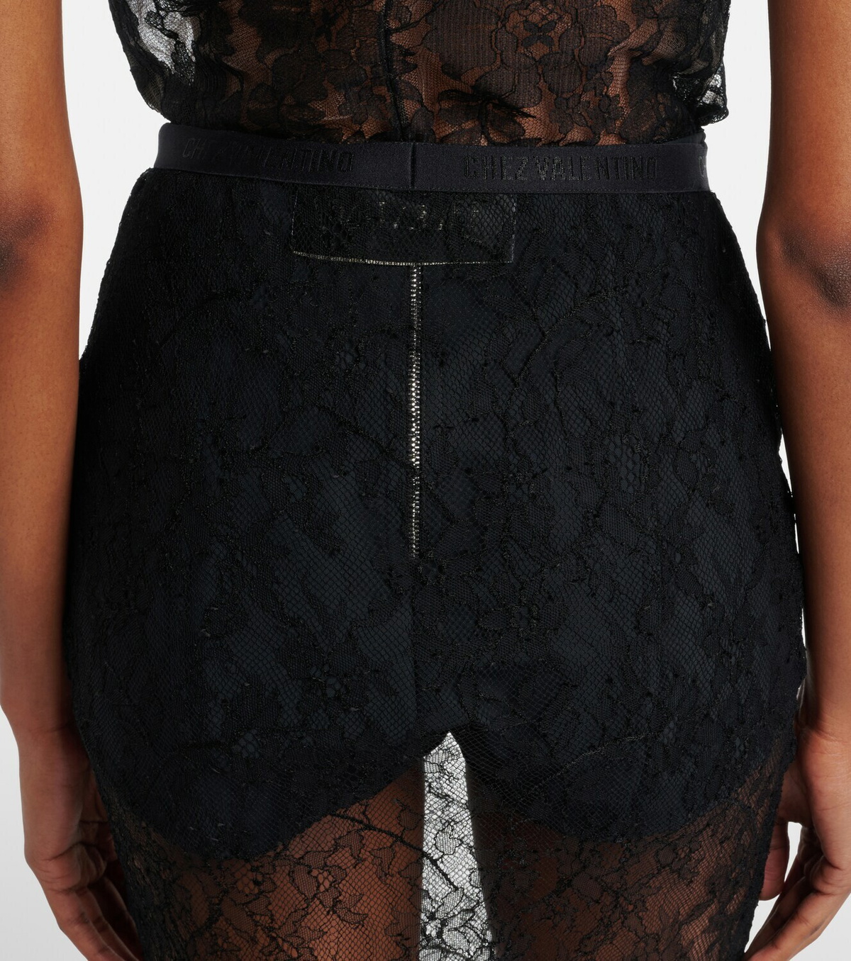 Valentino Floral sheer lace midi skirt