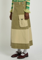 Damson Madder Marcelle Barn Cotton Canvas Midi Skirt Green